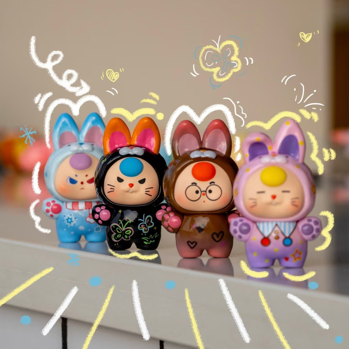【128】Baby Three 3 Bean - Dopamine Rabbit Series Charm Mini Blind Box Middle Size Toy Figure Bunny