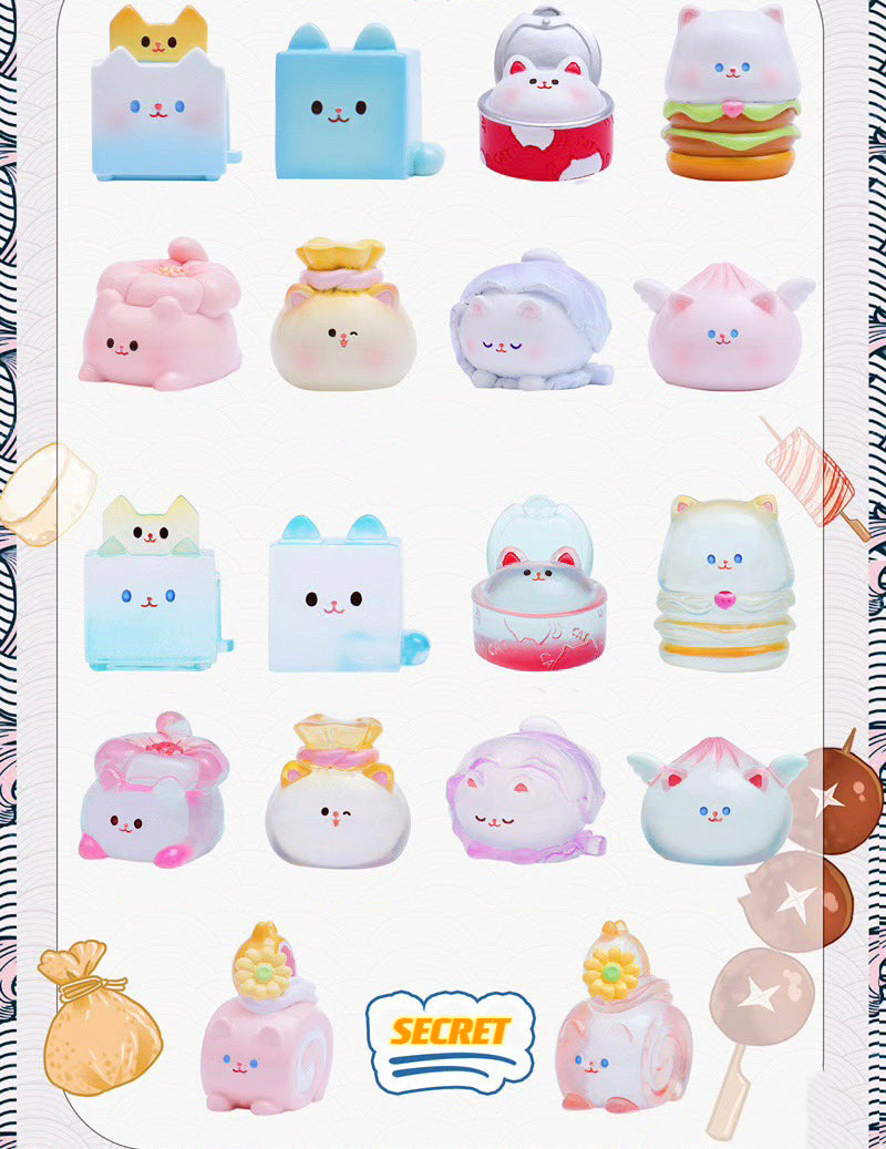 【125】Foodie Cat Bean Charm Mini Toy Figure Blind Box Mystery Box