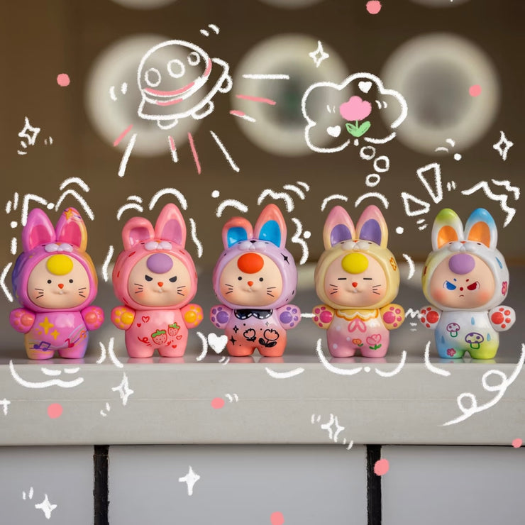 Baby Three 3 Bean - Dopamine Rabbit Series Charm Mini Blind Box Middle Size Toy Figure Bunny