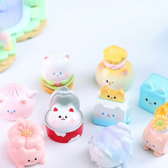 【125】Foodie Cat Bean Charm Mini Toy Figure Blind Box Mystery Box