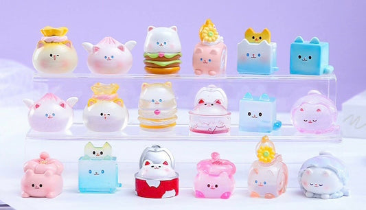 【125】Foodie Cat Bean Charm Mini Toy Figure Blind Box Mystery Box