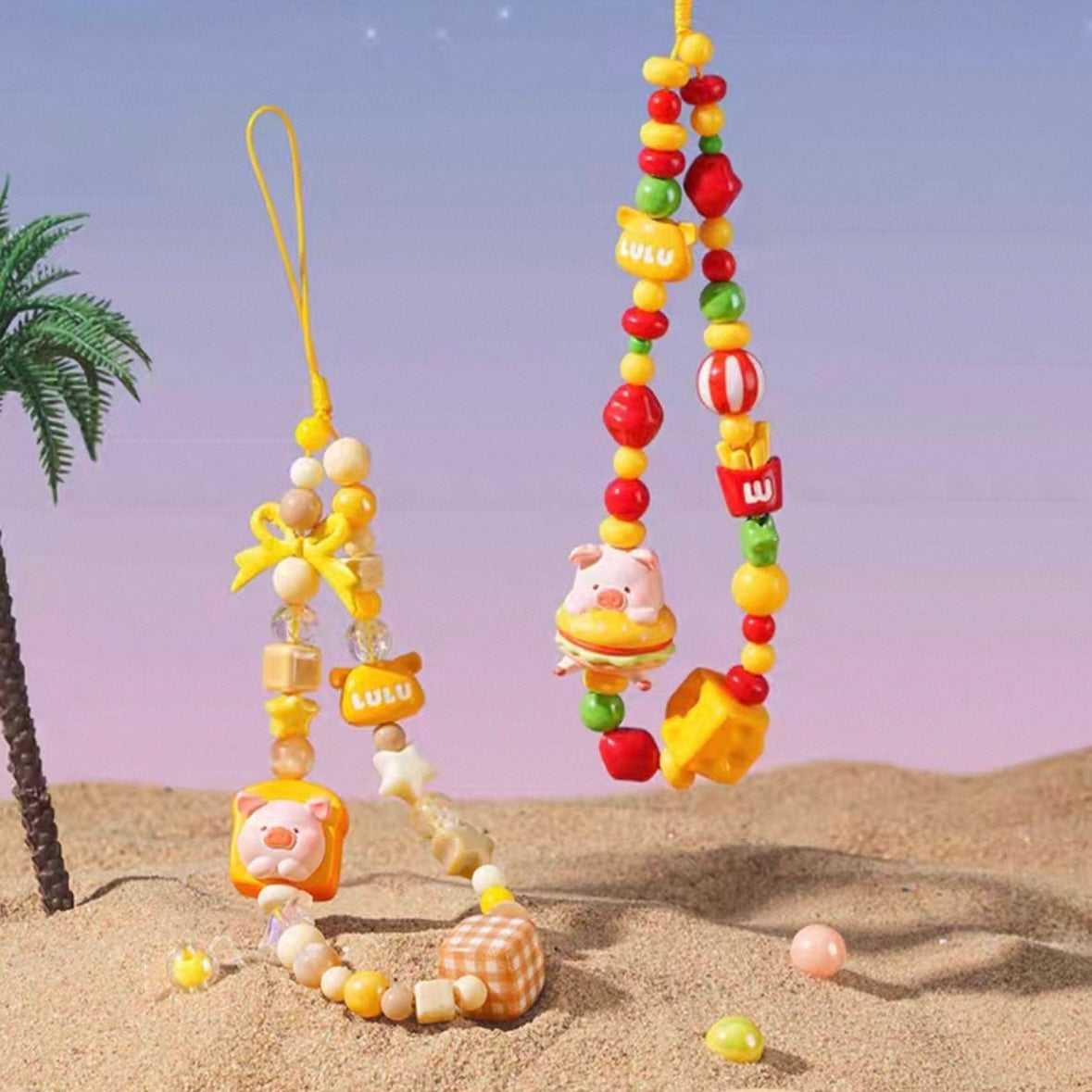 【010】Lulu the Piggy Phone Strap - Sunset Beach Series Pendant Bag Ornament Mystery Box Blind Box