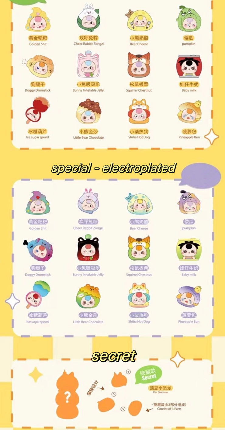 Baby 3 Bean - Gluttonous Kitty Greedy Cat Series Baby Three Bean Charm Blind Bag Mystery Bag Mini Toy Figure