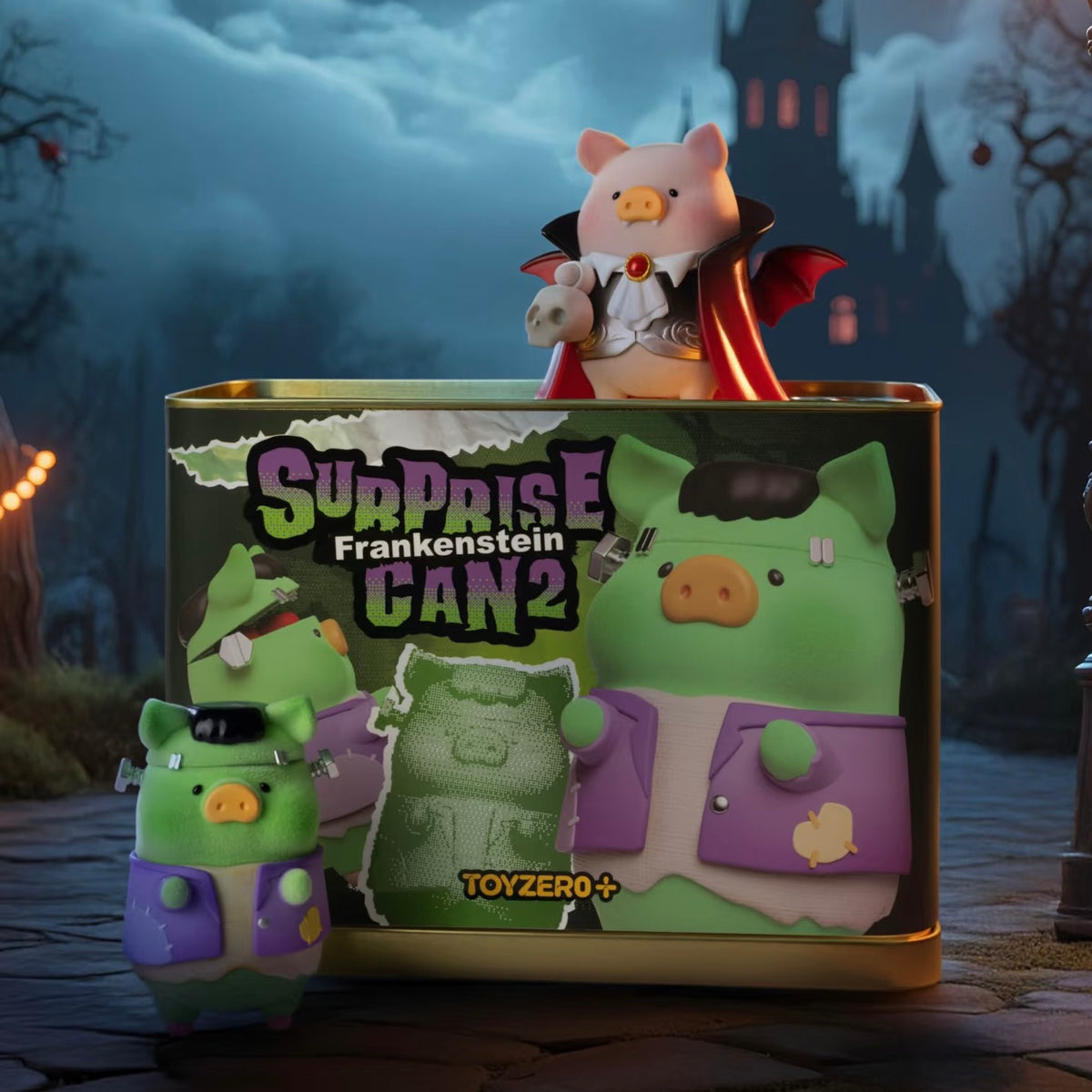 Lulu the Piggy - Surprise Can 2 Halloween 2025 Special Edition Toy Figure Set Frankenstein Pumpkin Lu