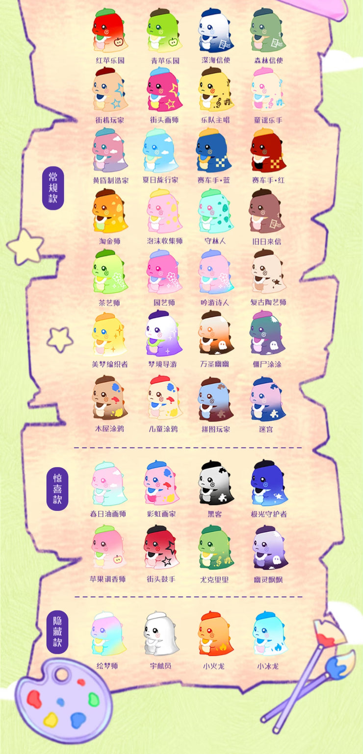Keyno Dinosaur Bean - Doodle Kingdom Series Mini Charm Blind Box