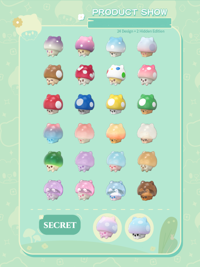 【106】Mushroom Cat Bean Charm Blind Bag