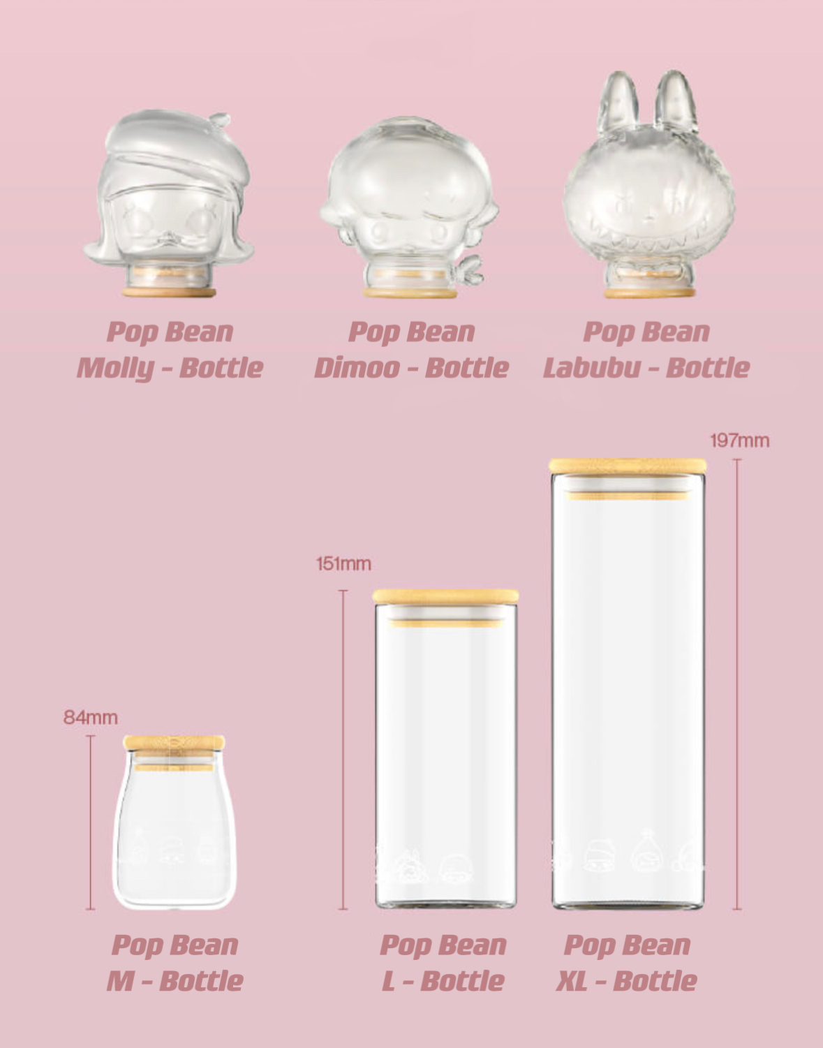 【Pre Order】Pop Bean Bottle - M / L / XL / Molly / Dimoo / Labubu Special Shape